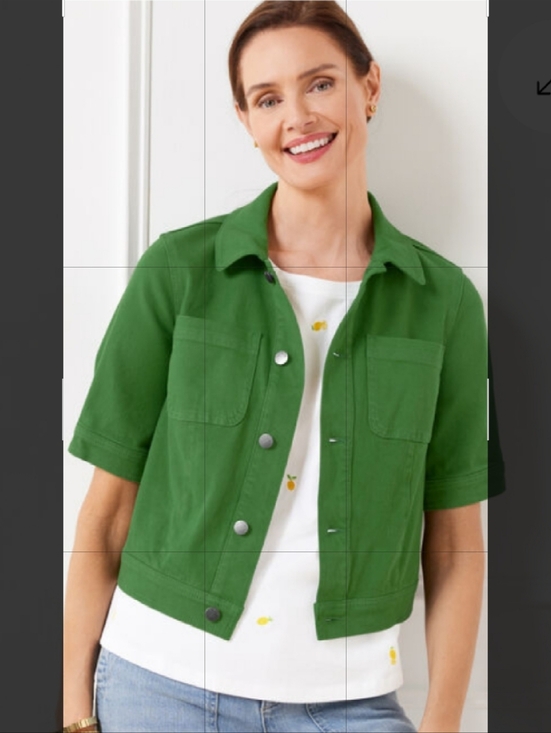 Talbots Jackets & Blazers - Talbots green denim short sleeved jacket Medium